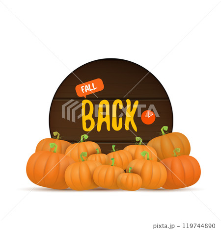 Fall Back 2024. Autumn Daylight saving time ends banner with pumpkins isolated on white background. Fall Back 2024. Autumn Daylight saving time ends banner with pumpkins isolated on white background. 119744890