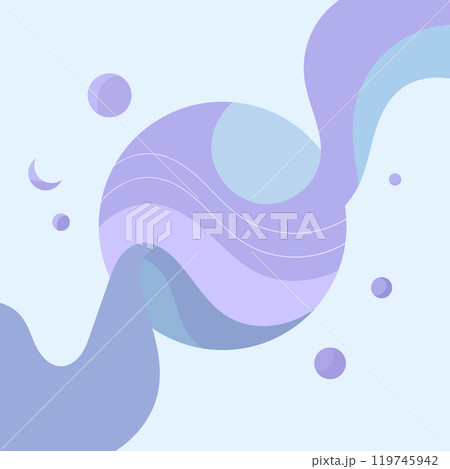Dynamic illustration with cone-like forms in pastel shades of blue and violet. The flowers symbolize the smoothness of the flow and harmony, creating a sense of space and calm. Dynamic illustration with cone-like forms in pastel shades of blue and violet. The flowers symbolize the smoothness of the flow and harmony, creating a sense of space and calm. 119745942
