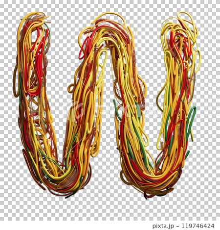 Vibrant Chaos: A Colorful Tangle of Wires Shaped Like an w Vibrant Chaos: A Colorful Tangle of Wires Shaped Like an w 119746424