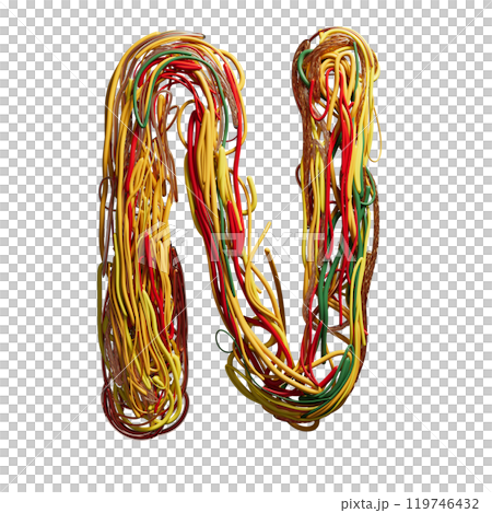 Vibrant Chaos: A Colorful Tangle of Wires Shaped Like an n Vibrant Chaos: A Colorful Tangle of Wires Shaped Like an n 119746432