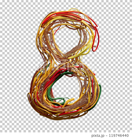 Vibrant Intertwined Wires Forming the Number 8 119746440