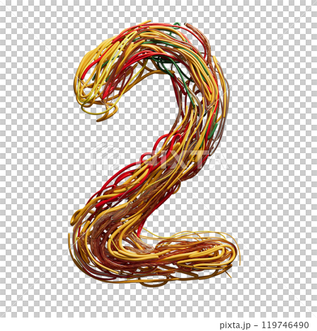 Vibrant Intertwined Wires Forming the Number 2 Vibrant Intertwined Wires Forming the Number 2 119746490