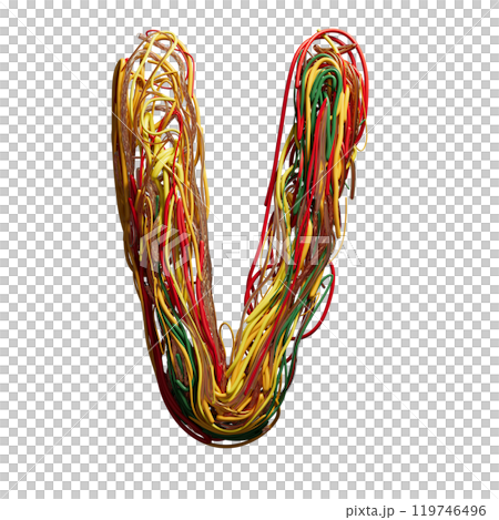 Vibrant Chaos: A Colorful Tangle of Wires Shaped Like an v Vibrant Chaos: A Colorful Tangle of Wires Shaped Like an v 119746496