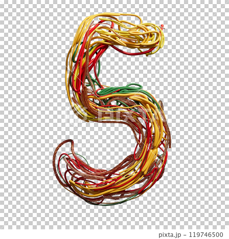 Vibrant Intertwined Wires Forming the Number 5 Vibrant Intertwined Wires Forming the Number 5 119746500