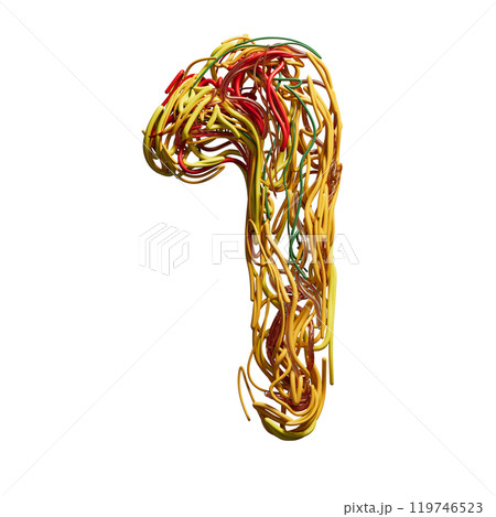 Vibrant Intertwined Wires Forming the Number 1 Vibrant Intertwined Wires Forming the Number 1 119746523