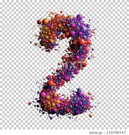Colorful Spheres Forming a 3D Representation of the Number 2 119746547