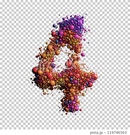 Colorful Spheres Forming a 3D Representation of the Number 4 119746563