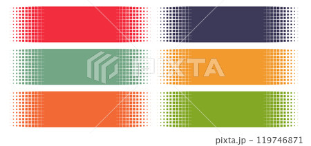 Halftone pattern banners in vibrant colors for creative design projects. Vector illustration 119746871