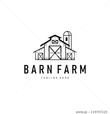Farm barn logo vector warehouse simple minimalist vintage old village templet illustration 119747220