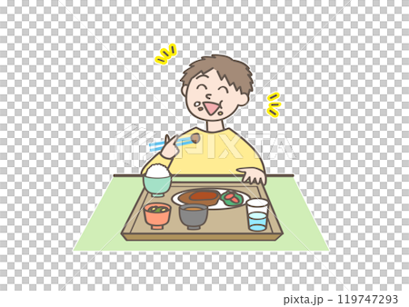 食事中の子ども 食事中の子ども 119747293