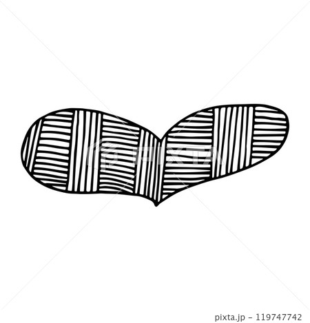 Thick Geometric Heart Icon Decorated with Horizontal and Vertical Hatched Lines. Abstract Doodle Love Icon. Black Hand-Drawn Contour Isolated on a White Background. 119747742