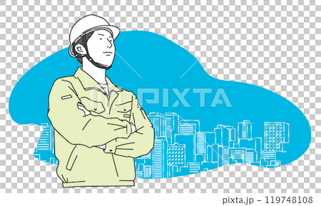 Simple illustration of a male construction worker Simple illustration of a male construction worker 119748108