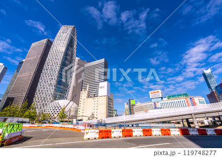 日本の東京都市景観 新宿駅西口再開発。奥は小田急ハルク。東急歌舞伎町タワーが見える＝10月21日 119748277