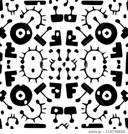 Geometric black seamless pattern on white background. Abstract monochrome vector illustration 119748688
