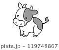 可愛い牛のモノクロイラスト 119748867