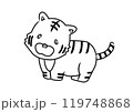 可愛いトラのモノクロイラスト 119748868