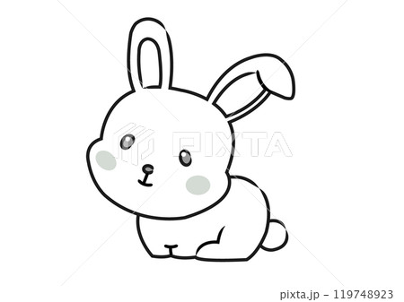 可愛いウサギのモノクロイラスト 119748923