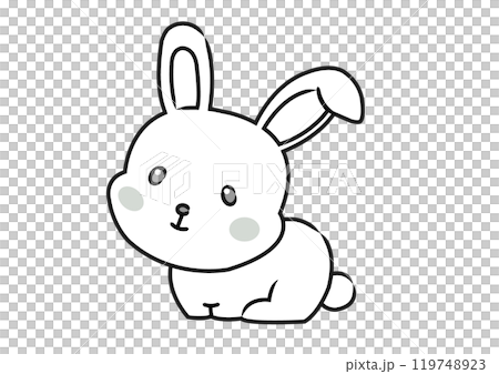 可愛いウサギのモノクロイラスト 119748923