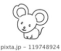 可愛いネズミのモノクロイラスト 119748924
