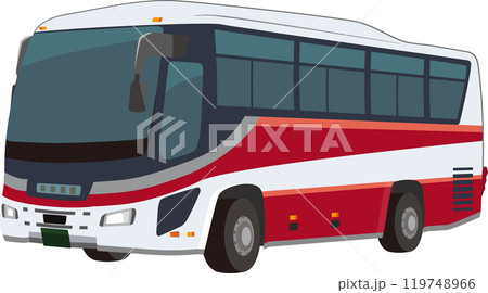 観光バス　赤系 119748966