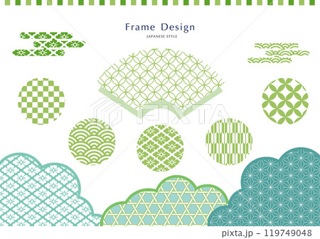 和柄パターンセット 日本の色　和風素材 年賀状用素材 119749048