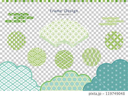 和柄パターンセット 日本の色　和風素材 年賀状用素材 119749048