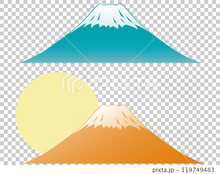 Illustration material of Mt. Fuji and sunrise with a gradient Illustration material of Mt. Fuji and sunrise with a gradient 119749483