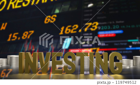 The investing text and coins for Business concept 3d rendering. 119749512