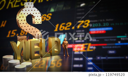 The Gold dollar symbol and coins for yield concept 3d rendering. The Gold dollar symbol and coins for yield concept 3d rendering. 119749520