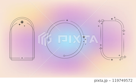 Flat design minimalist linear frame with fluid pastel gradient 119749572