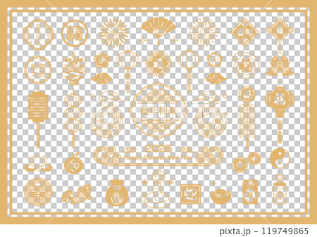 2025年中国の蛇年と旧正月の装飾とアイコンのイラスト セット 2025年中国の蛇年と旧正月の装飾とアイコンのイラスト セット 119749865