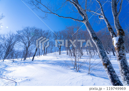 【雪山素材】冬の小遠見山から見た風景【長野県】 【雪山素材】冬の小遠見山から見た風景【長野県】 119749969