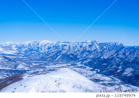 【雪山素材】冬の小遠見山から見た風景【長野県】 【雪山素材】冬の小遠見山から見た風景【長野県】 119749974