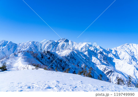 【雪山素材】冬の小遠見山から見た風景【長野県】 【雪山素材】冬の小遠見山から見た風景【長野県】 119749990