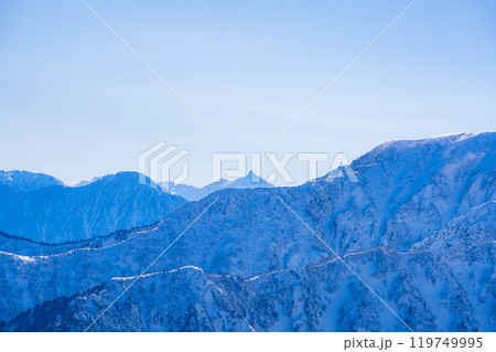 【雪山素材】冬の小遠見山から見た風景【長野県】 【雪山素材】冬の小遠見山から見た風景【長野県】 119749995