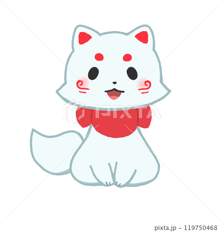 正面を向いて座る白狐 119750468