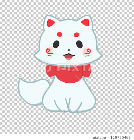 正面を向いて座る白狐 119750468