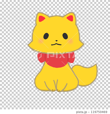 正面を向いて座る稲荷 119750469