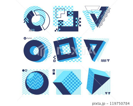 Trendy geometric abstract shape modern minimalism style modernism dynamic artistic colorful design icons set collection 119750784