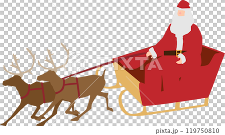 聖誕老公公和他的馴鹿拉著雪橇 119750810