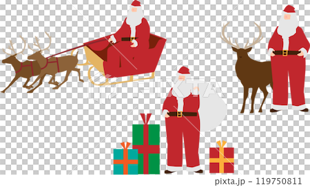 クリスマス☆ごろんとトナカイさん サンタさんとトナカイのクリスマス素材のイラスト素材