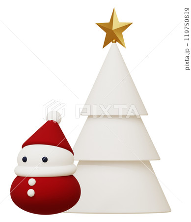 3D素材_サンタクロース_クリスマスツリー 119750819