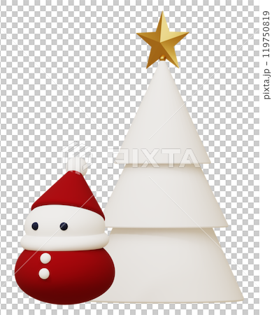 3D素材_サンタクロース_クリスマスツリー 119750819