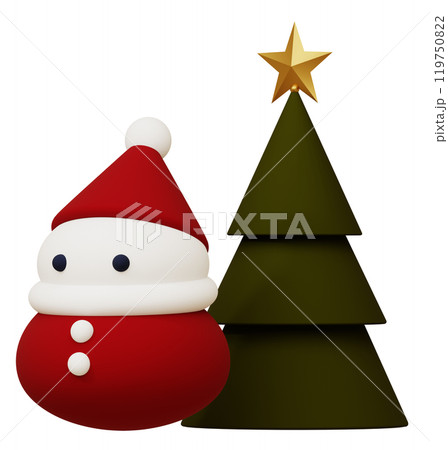 3D素材_サンタクロース_クリスマスツリー 3D素材_サンタクロース_クリスマスツリー 119750822