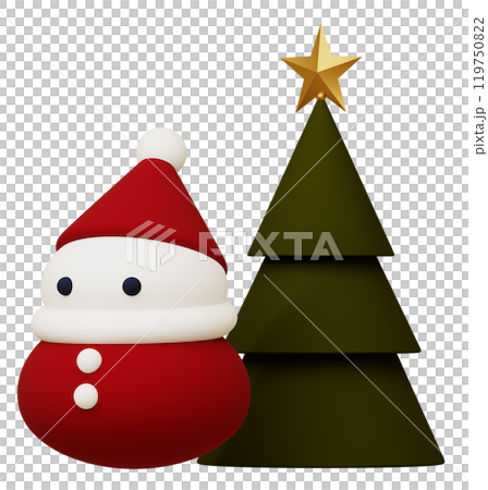3D素材_サンタクロース_クリスマスツリー 3D素材_サンタクロース_クリスマスツリー 119750822