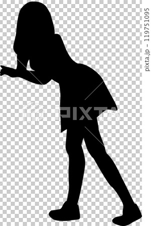 Silhouette and shadow of girl standing on white background Silhouette and shadow of girl standing on white background 119751095