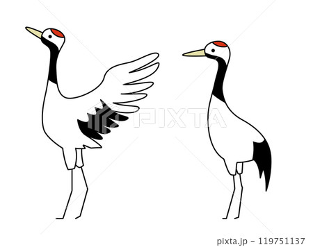 横向きの鶴のシンプルなイラスト素材 119751137