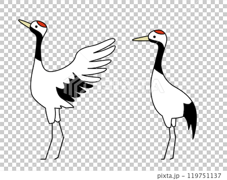 横向きの鶴のシンプルなイラスト素材 119751137