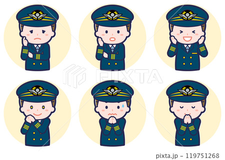 パイロットの男性のポーズセット_04 パイロットの男性のポーズセット_04 119751268