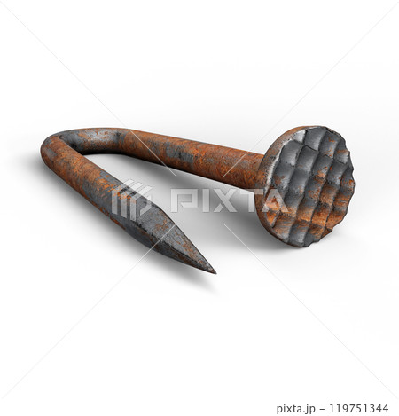 Rusty Nail Pin. 3D Illustration. File with Clipping Path. 119751344